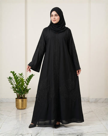 Black Stone Work Abaya