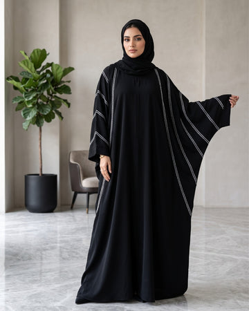Premium Black Striped Kaftan Abaya