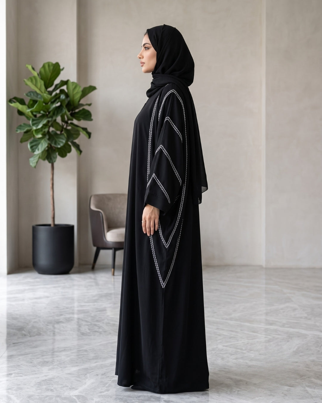 Premium Black Striped Kaftan Abaya