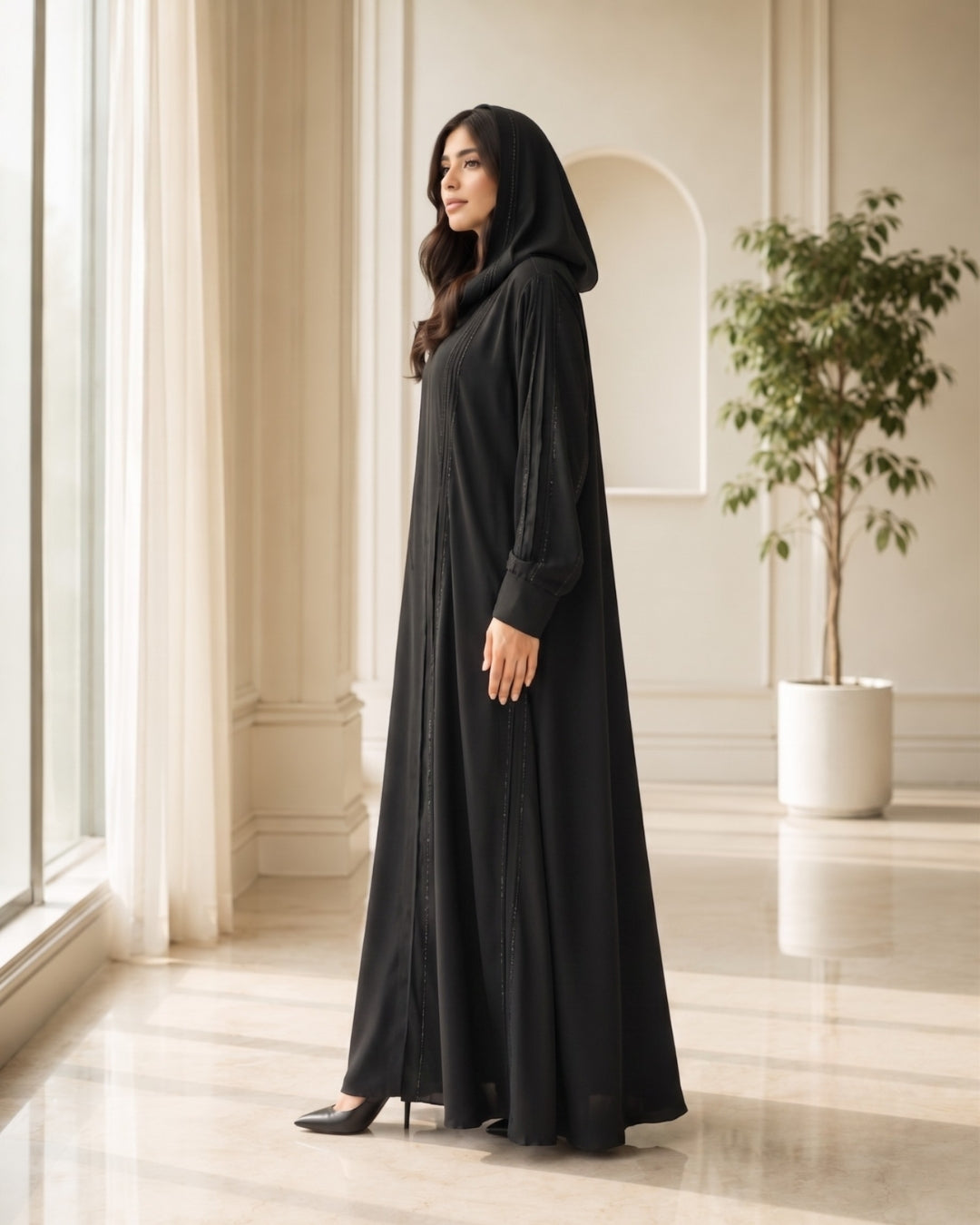 Amani Crystal Front Open Abaya