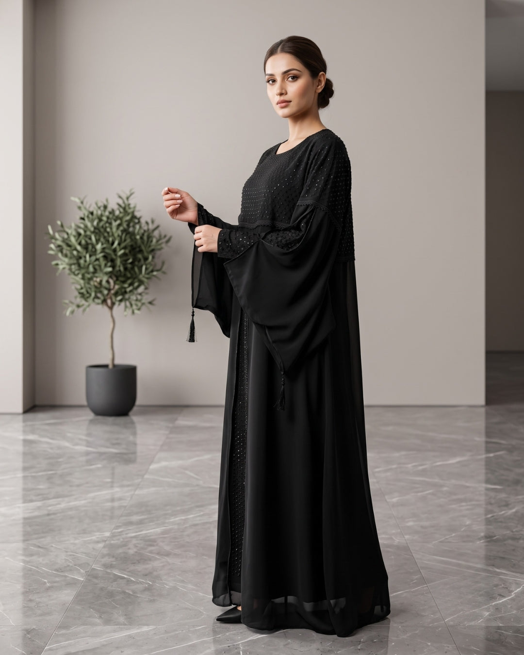 Black Handwork Kaftan Abaya