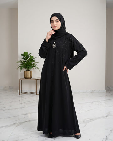 Black Crystal Embellished Abaya