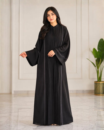 Premium Black Pleated Closed Front Abaya