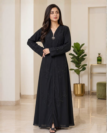 Black Embroidered Abaya