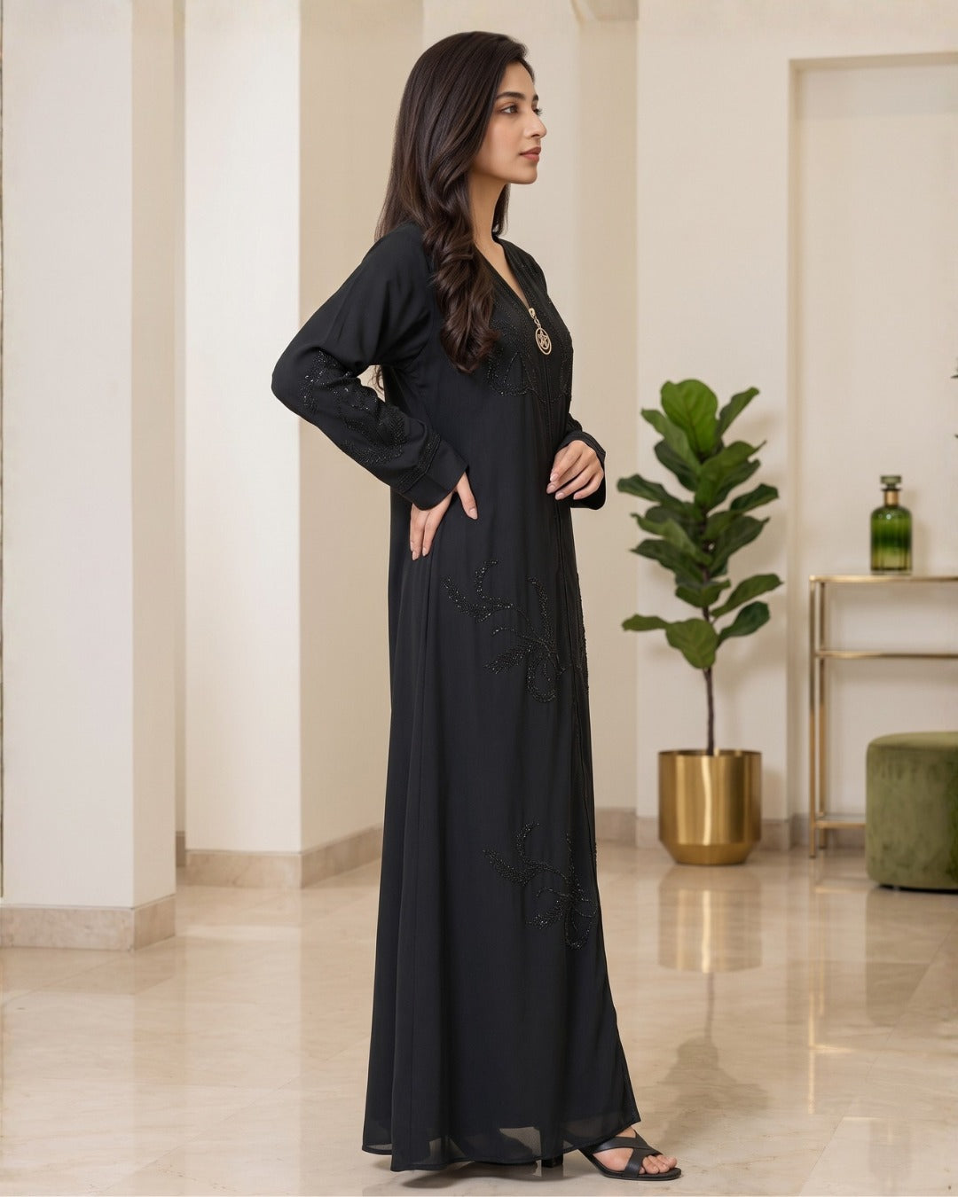Black Embroidered Abaya