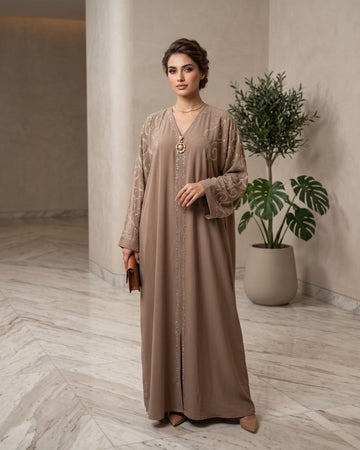 Mocha Gold Embellished Abaya