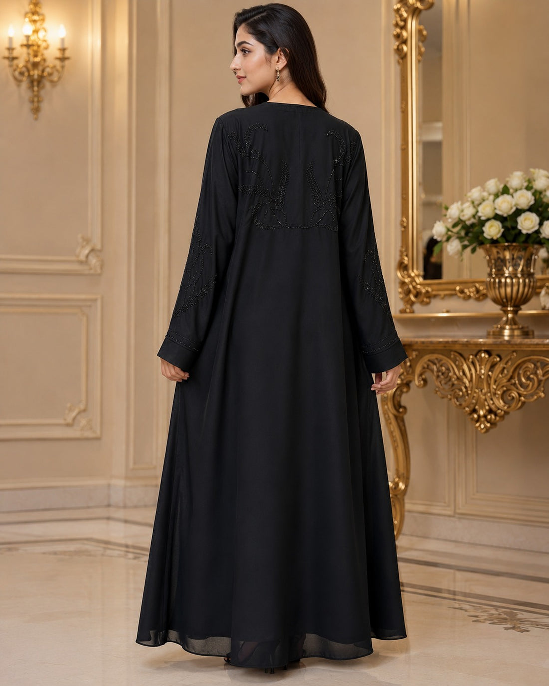 Black Embroidered Abaya
