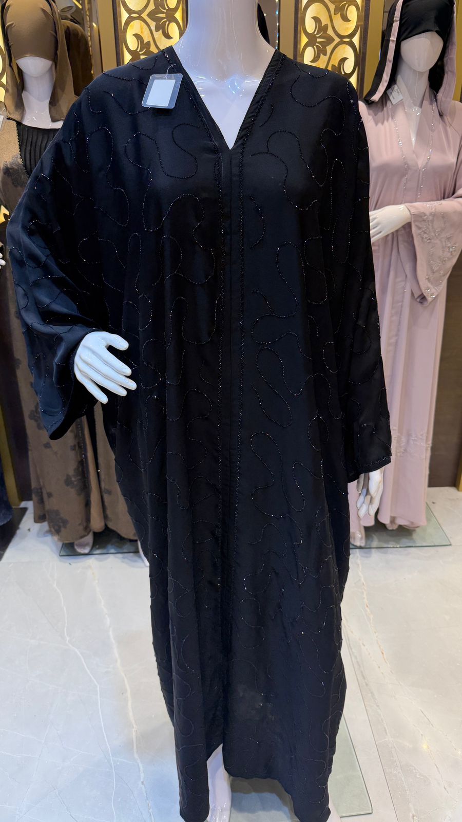 Luxury Black Hand-Beaded Kaftan Abaya